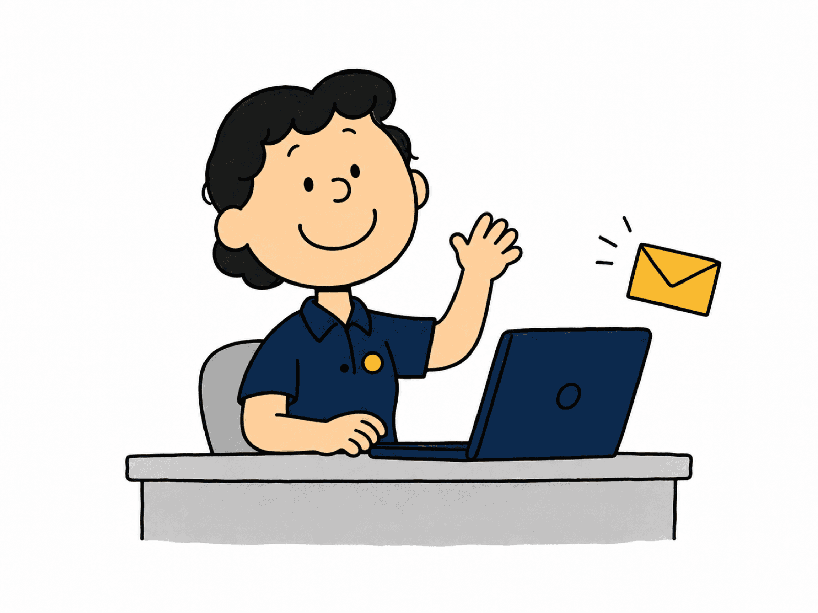 Sydney luggage storage claim support — a friendly Alpha Luggage staff member waving warmly from behind a desk.
