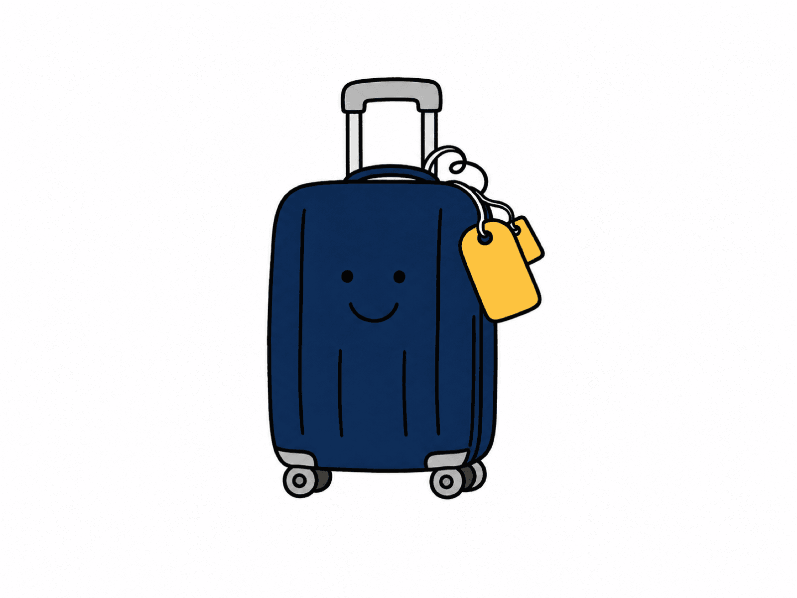 Sydney luggage storage rates — a friendly cartoon suitcase with a luggage tag dangling from its handle.